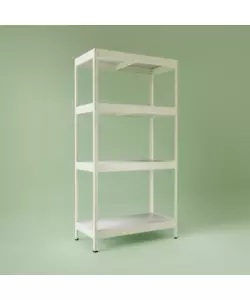 SCAFFALE IN ACCIAIO "RIVET" AD INCASTRO CON 4 RIPIANI COLORE BIANCO, 90X40X180 CM