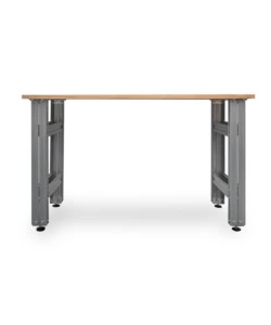 BANCO DA LAVORO CON STRUTTURA IN ACCIAIO E PIANO IN LEGNO MASSICCIO, 150X60X90 CM