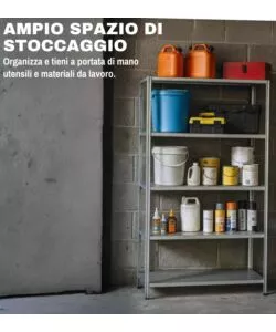 SCAFFALE IN METALLO 5 RIPIANI EASY SYSTEM PORTATA 400 KG 100X40X187 CM