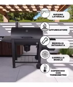 BARBECUE A CARBONE ARNOLD "COLORADO" CON AFFUMICATORE 66X42 CM