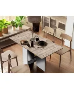 Tavolo pieghevole multiuso "Folding" bianco e legno 150x80x75 cm