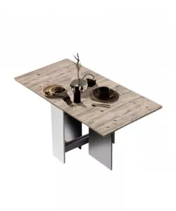 Tavolo pieghevole multiuso "Folding" bianco e legno 150x80x75 cm