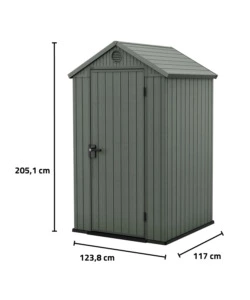 CASETTA DA GIARDINO KETER "DARWIN 4x4" IN EVOTECH+ COLORE VERDE CON PORTA BATTENTE SINGOLA 123,8X117X205,1 CM