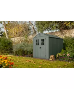CASETTA DA GIARDINO KETER "DARWIN 6x8" IN EVOTECH+ COLORE VERDE CON PORTA BATTENTE DOPPIA 190X244X221 CM