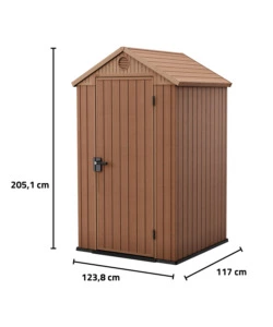 CASETTA DA GIARDINO KETER "DARWIN 4x4" IN EVOTECH+ COLORE MARRONE CON PORTA BATTENTE SINGOLA 123,8X117X205,1 CM