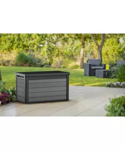 BAULE DA ESTERNO KETER "CORTINA 100G" IN EVOTECH+ GRIGIO EFFETTO LEGNO 380 LT 122,9X62,1X70,6 CM