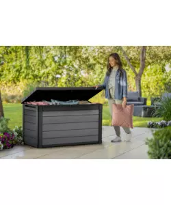 BAULE DA ESTERNO KETER "CORTINA 100G" IN EVOTECH+ GRIGIO EFFETTO LEGNO 380 LT 122,9X62,1X70,6 CM