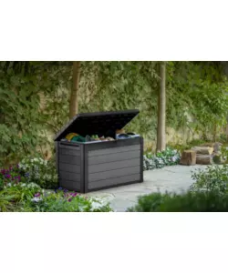 BAULE DA ESTERNO KETER "CORTINA 100G" IN EVOTECH+ GRIGIO EFFETTO LEGNO 380 LT 122,9X62,1X70,6 CM