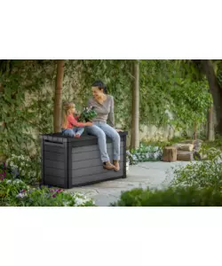 BAULE DA ESTERNO KETER "CORTINA 100G" IN EVOTECH+ GRIGIO EFFETTO LEGNO 380 LT 122,9X62,1X70,6 CM