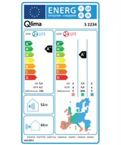 CLIMATIZZATORE A PARETE QLIMA POMPA DI CALORE "S 2234" UNITÀ ESTERNA ED INTERNA 3 FUNZIONI IN 1