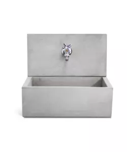 FONTANA DA GIARDINO A MURO KAM "Q-MADRID" IN CALCESTRUZZO COLORE GRIGIO, 45X35X40,5 CM