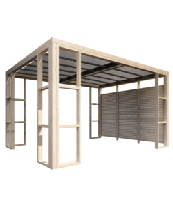 PERGOLA IN LEGNO DA ESTERNO DECOR ET JARDIN "AMBRE 1P" CON COPERTURA, 401X304X229 CM
