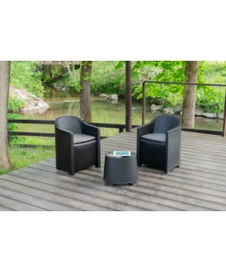 SET DA GIARDINO "LUNA" IN POLIPROPILENE ANTRACITE 2 SEDUTE E TAVOLINO