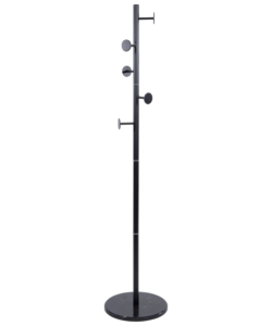 APPENDIABITI "JERRY" IN METALLO COLORE NERO CON 6 GRUCCE, 37X37X173 CM