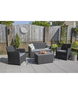 SET DA GIARDINO KETER "MIA LOUNGE SET" IN POLIPROPILENE COLORE GRAFITE, 4 POSTI