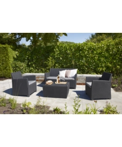 SET DA GIARDINO KETER "MIA LOUNGE SET" IN POLIPROPILENE COLORE GRAFITE, 4 POSTI