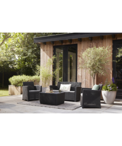 SET DA GIARDINO KETER "MIA LOUNGE SET" IN POLIPROPILENE COLORE GRAFITE, 4 POSTI
