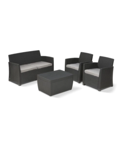 SET DA GIARDINO KETER "MIA LOUNGE SET" IN POLIPROPILENE COLORE GRAFITE, 4 POSTI