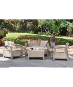 SET DA GIARDINO KETER "CORFU LOUNGE" COLORE CAPPUCCINO, 4 POSTI