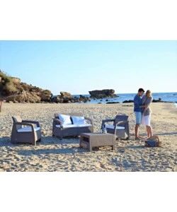 SET DA GIARDINO KETER "CORFU LOUNGE" COLORE CAPPUCCINO, 4 POSTI