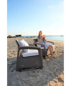 SET DA GIARDINO KETER "CORFU LOUNGE" COLORE CAPPUCCINO, 4 POSTI