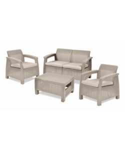 SET DA GIARDINO KETER "CORFU LOUNGE" COLORE CAPPUCCINO, 4 POSTI