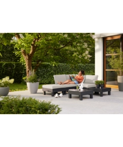 SET DA GIARDINO KETER "ELEMENTS" IN POLIPROPILENE COLORE GRAFITE, 5 POSTI