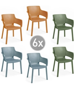 SET DA 6 PEZZI SEDIA DA ESTERNO KETER "ELISA" IN POLIPROPILENE, COLORE VERDE, ARANCIONE E AZZURRO, 61X54X79 CM