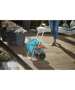 CARRELLO AVVOLGITUBO MANUALE GARDENA "CLEVERROLL S" IN PLASTICA, 36X44X48/75 CM