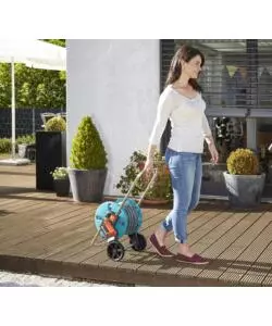 CARRELLO AVVOLGITUBO MANUALE GARDENA "CLEVERROLL S" IN PLASTICA, 36X44X48/75 CM