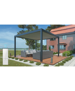 PERGOLA BIOCLIMATICA MOTORIZZATA RIVIERA "BOUGANVILLE" IN ALLUMINIO ANTRACITE 400X400X250 CM