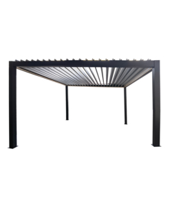 PERGOLA BIOCLIMATICA MOTORIZZATA RIVIERA "BOUGANVILLE" IN ALLUMINIO ANTRACITE 400X400X250 CM