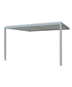 PERGOLA BIOCLIMATICA ADDOSSATA RIVIERA "CALICANTUS WALL" IN ALLUMINIO BIANCO CON LED 400X300X230/245 CM