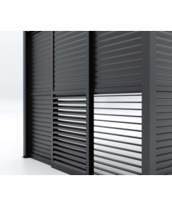 PARETE LATERALE A PANNELLI SCORREVOLI PER PERGOLE RIVIERA "SLIDING BLIND" IN ALLUMINIO ANTRACITE LATO 4 M