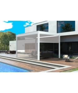 PANNELLO LATERALE AVVOLGIBILE PER PERGOLE RIVIERA "ZIP SCREEN" IN TEXTILENE BIANCO E GRIGIO LATO 4 M