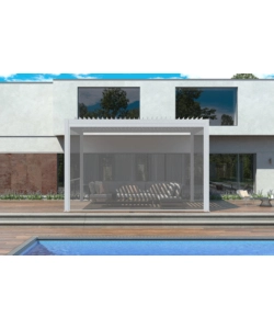 PANNELLO LATERALE AVVOLGIBILE PER PERGOLE RIVIERA "ZIP SCREEN" IN TEXTILENE BIANCO E GRIGIO LATO 3 M