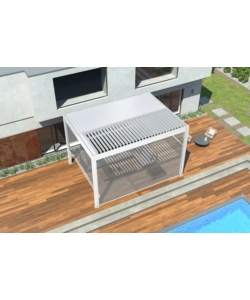 PANNELLO LATERALE AVVOLGIBILE PER PERGOLE RIVIERA "ZIP SCREEN" IN TEXTILENE BIANCO E GRIGIO LATO 3 M