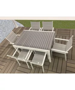 TAVOLO DA ESTERNO ALLUNGABILE RIVIERA "AZALEA" IN ALLUMINIO BIANCO E GRIGIO 135/270X90X75 CM