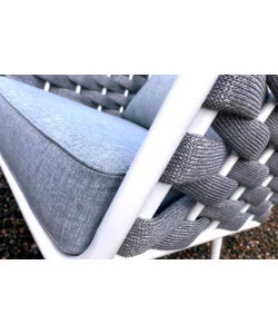 SET DA GIARDINO RIVIERA "BUCANEVE" IN ALLUMINIO COLORE BIANCO E GRIGIO, 4 SEDUTE E UN TAVOLINO