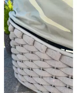 LETTINO DA GIARDINO RECLINABILE CON PARASOLE A DUE POSTI RIVIERA "AGAPANTHUS" TORTORA E VERDE 217X127X55/66 CM
