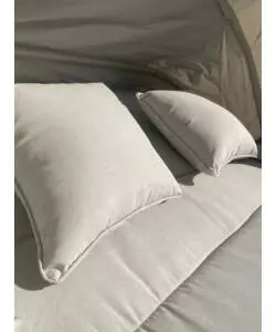 LETTINO DA GIARDINO RECLINABILE CON PARASOLE A DUE POSTI RIVIERA "AGAPANTHUS"" BIANCO E GRIGIO 217X127X55/66 CM