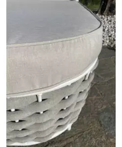 LETTINO DA GIARDINO RECLINABILE CON PARASOLE A DUE POSTI RIVIERA "AGAPANTHUS"" BIANCO E GRIGIO 217X127X55/66 CM