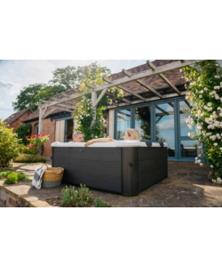 PISCINA IDROMASSAGGIO SPA RIVIERA "OSLO" IN PVC GRIGIO SCURO EFFETTO LEGNO 160X160X65 CM