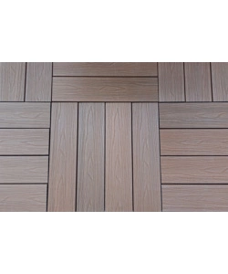 SET 12 PEZZI DI PIASTRELLA DA ESTERNO RIVIERA IN WPC CON FINITURA TEAK 60X15 CM