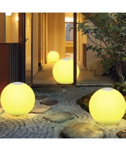 SFERA LUMONOSA E SPEAKER IN BLUETOOTH SOLARE RIVIERA IN PE E ABS Ø30X26 CM