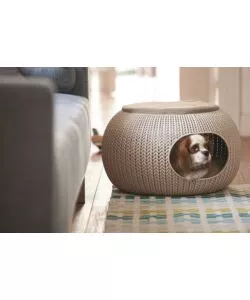CUCCIA PER CANI E GATTI KETER "COZY" CHIUSA A 2 PIANI IN RESINA COLORE BEIGE, 57X58X24 CM