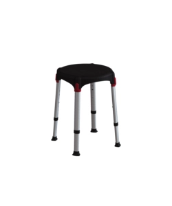 SGABELLO DA BAGNO REGOLABILE TONDO COLORE NERO, Ø33X39/54 CM
