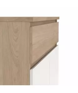 SCARPIERA "NAIA" IN TRUCIOLARE MELAMINICO COLORE ROVERE E BIANCO CON DUE ANTE E UN CASSETTO, 80,4X40X111,3 CM.