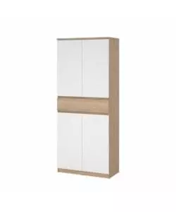 SCARPIERA "NAIA" IN TRUCIOLARE MELAMINICO COLORE ROVERE E BIANCO CON QUATTRO ANTE E UN CASSETTO, 80,4X40X191,7 CM