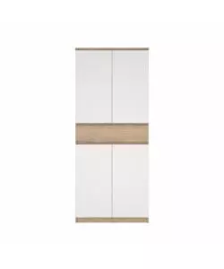 SCARPIERA "NAIA" IN TRUCIOLARE MELAMINICO COLORE ROVERE E BIANCO CON QUATTRO ANTE E UN CASSETTO, 80,4X40X191,7 CM